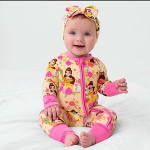 NIB Little Sleepies Disney Princess Belle Zippy- 2T- Floral, Bamboo, Cozy
